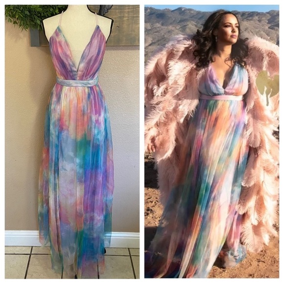 elegant moment multi watercolor tie-dye backless maxi dress Lulus | Dresses | Lulus Maniju Elegant Moment Multi Watercolor Tiedye Backless Maxi Dress